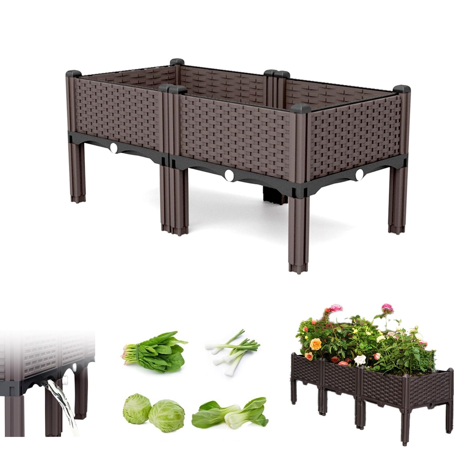 Jardinière surélevée légumes herbes fleurs pour terrasse et balcon