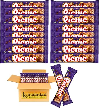 Picnic Chocolate Bar, Milk Chocolate With Caramel, Peanuts, Crispy Cereal & Dried Grapes Centre, Multipack of PICNIC Bars 16x