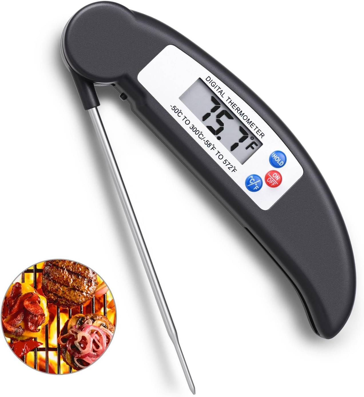 Lighting Mall Digital Food Cooking Thermometer Instant Read Meat Thermometer with Long Sensitive Probe for Kitchen BBQ Grill Smoker Milk Candy Oil and Water