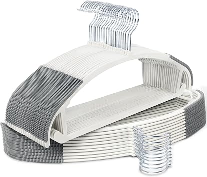 30 Pack Slim Plastic Clothes Hangers, Ultra-Slim Non Slip Rubber Pad | Coat Hangers Suit; Cloth Hanger & 360 Swivel Hook; Heavy Sturdy Space-Saving Organizers for Coats, Pants, Suits, Shirts