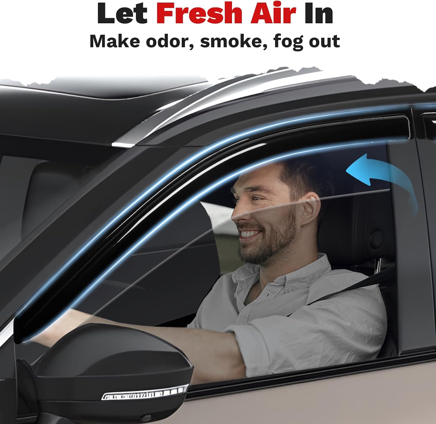 Canvcle Window Visors Rain Guards for 2021-2025 2026 Nissan Rogue Accessories, Outside-Mount Tape-On Side Window Wind Deflectors Vent Visors Shades Rainproof 4PCS