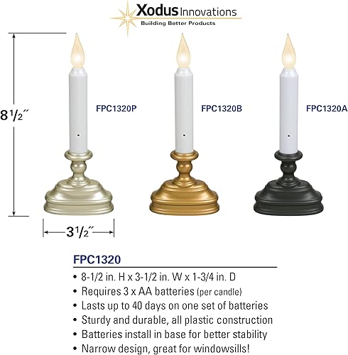 Miniatura 4 de Xodus Innovations FPC1320P - Vela de ventana de 9 pulgadas con inclinación para cambiar el color de la llama y temporizador de sensor de luz del