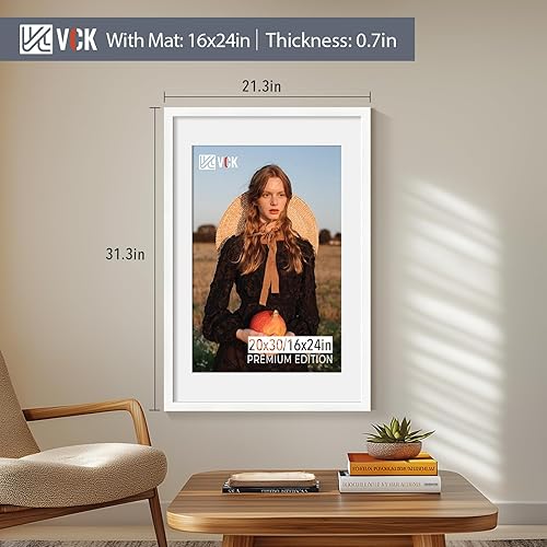 Miniatura 2 de VCK Marco para póster de 16 x 24 pulgadas, con paspartú de 16 x 24 pulgadas, exclusivo portarretratos de madera maciza texturizada, formatos