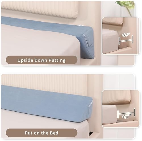 Miniatura 3 de Aurako Almohada de cuña para cama tamaño King, almohada para cabecero, colchón de cuña, relleno de huecos de cama, triángulo, cuñas de espuma