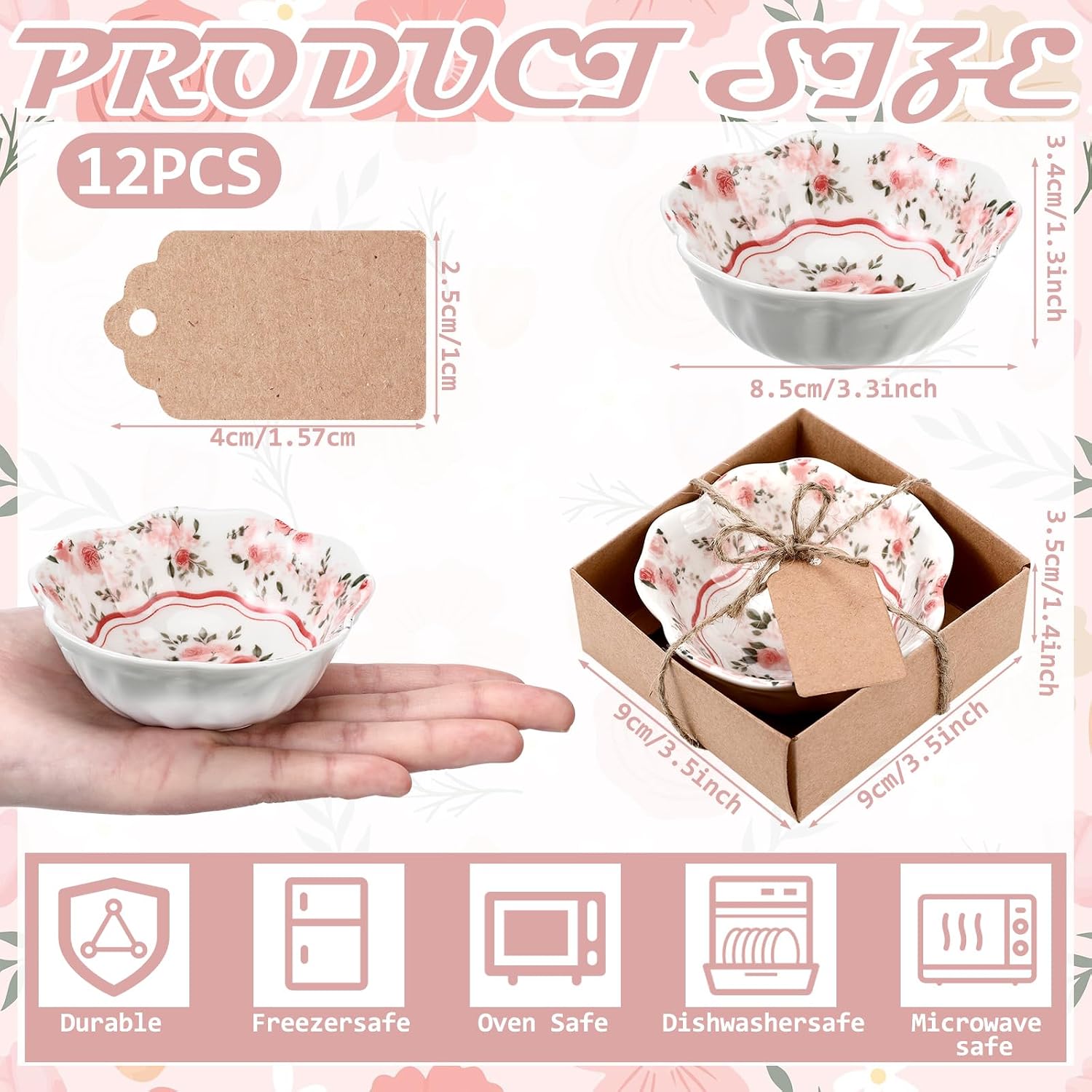 SiliFine 24 Pcs Wedding Favors for Guests Small Ceramic Bowls, Rose, Pink