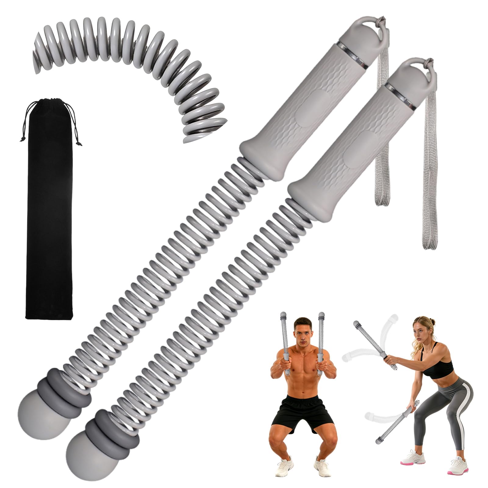 Ropeless Battle Ropes, Adjustable Cordless Training Rope Portable Silent Home Workout Equipment Exercise Fitness Equipment for Full Body Toning, Fat Burning & Cardio, Strength Training Gym
