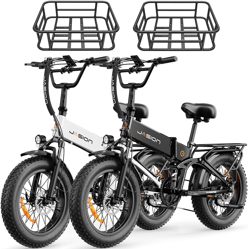 X-Hunter Electric Bike for Adults,1400W Peak Folding Ebike,20''*4 Fat Tire Foldable Ebike,30MPH 70+Miles 48V 13AH Removable Battery,Full Suspension System Design,7-Speed Bicycles