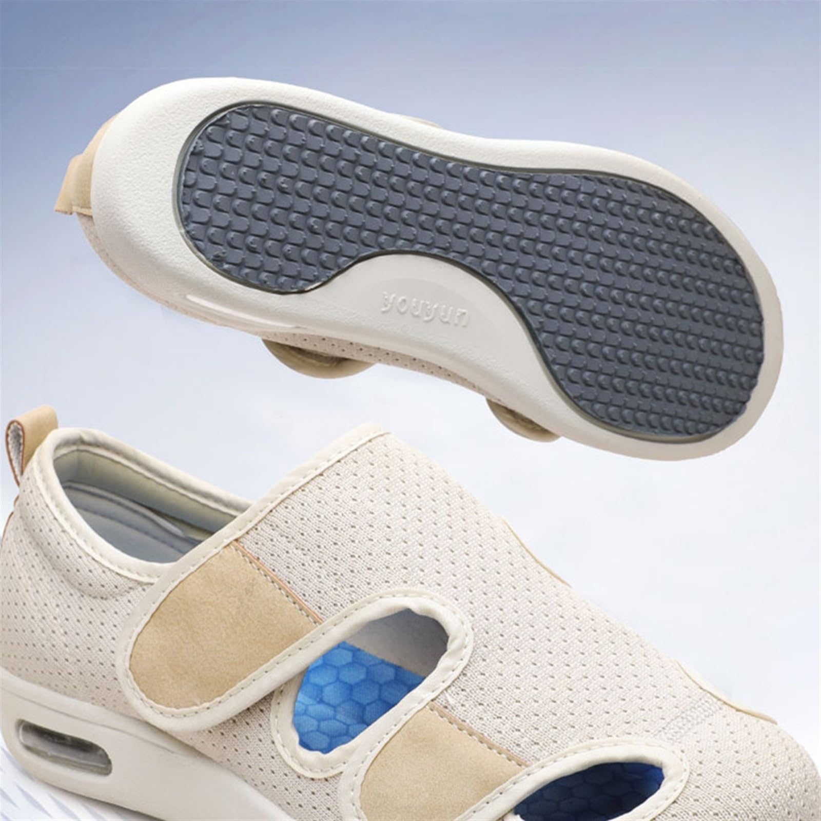 Zapatos para Diabéticos para Las Mujeres, Cierre Ajustable Ligero Transpirable, Pies Hinchados Verano Caminar Edema Zapatillas De Deporte