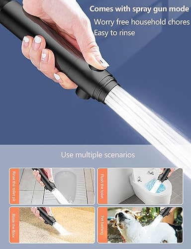 Miniatura 9 de Ducha de mano extraíble, masajeador de cuero cabelludo, filtración a presión y múltiples modos de rociado, cabezal de ducha con filtro, lavado con