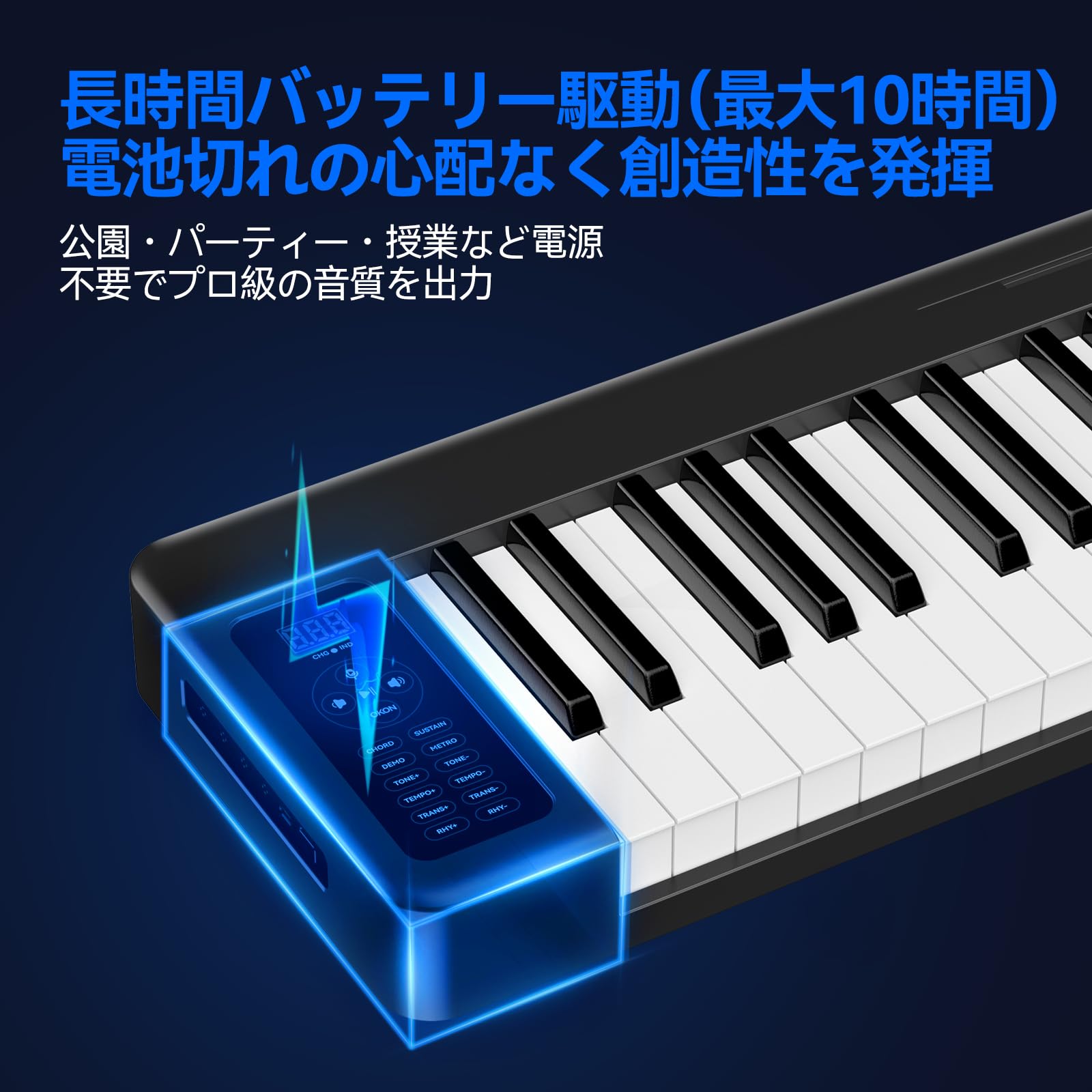 Amazon | 電子ピアノ 折りたたみ式 61鍵盤 タッチレスポンス対応