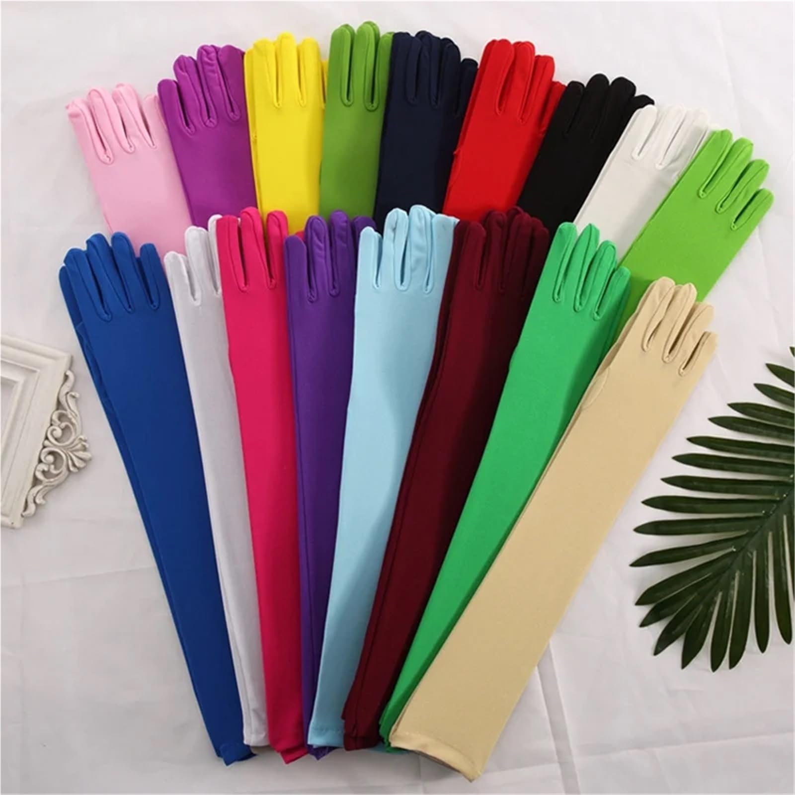 2 pares de guantes largos lisos for mujer, camarera, manoplas ceremoniales for conducir Para Cenas Y Fiestas