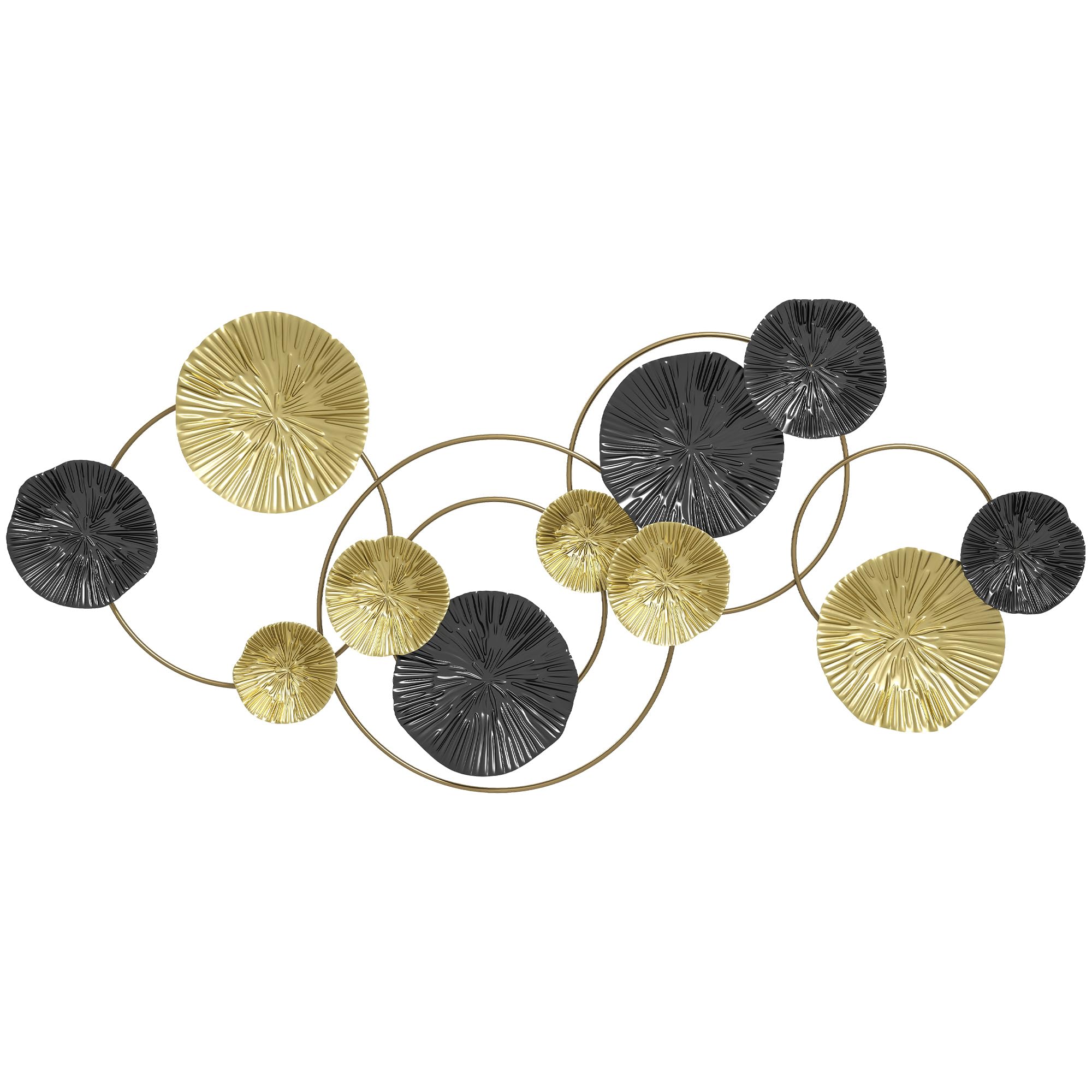 Homcom Gold Hanging Wall Sculpture With Modern Lotus-Leaf Design, Metal Wall Art In