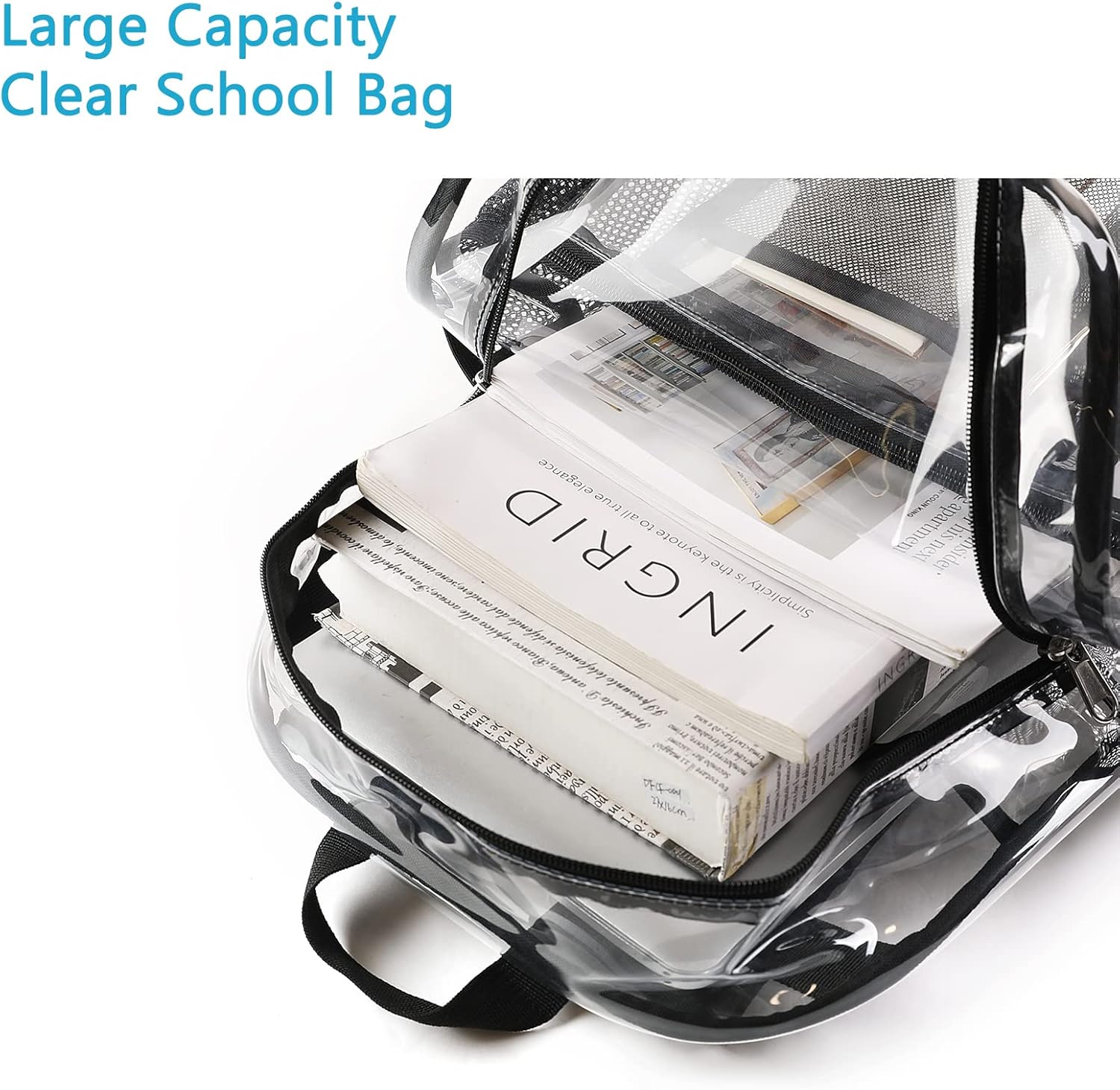 USPECLARE Clear Backpack for Stadium Approved 12×6×12, Water proof Clear Bag for Stadium Events and Concert Work Sport Event - Image 4