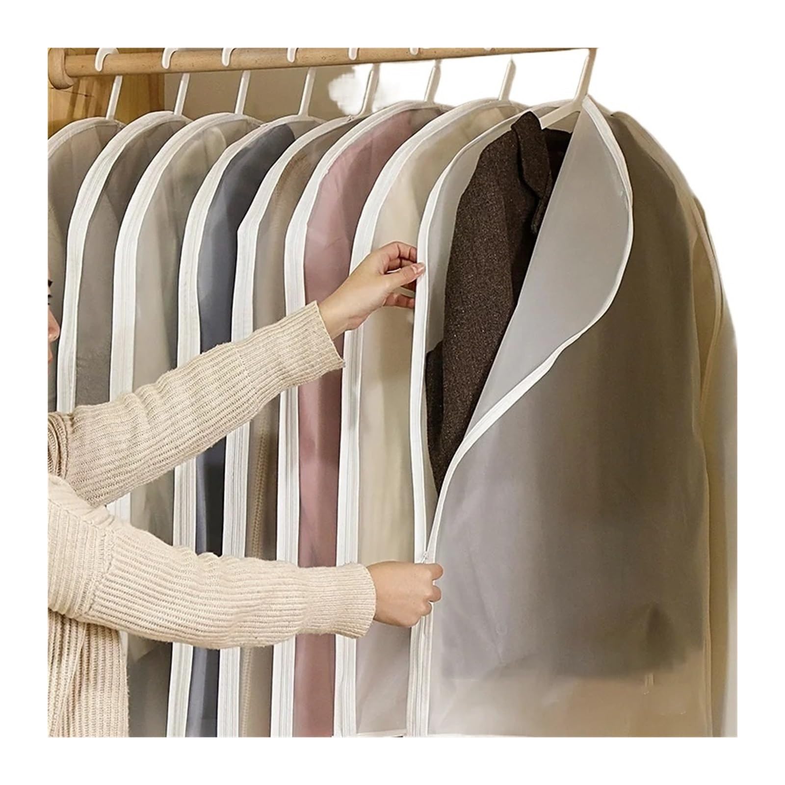 clothes dust bag Dust Proof Garment Protector Cover Bag Fully Enclosed Clothes With Zipper Bags Hanging Storage for home(60X100CM)
