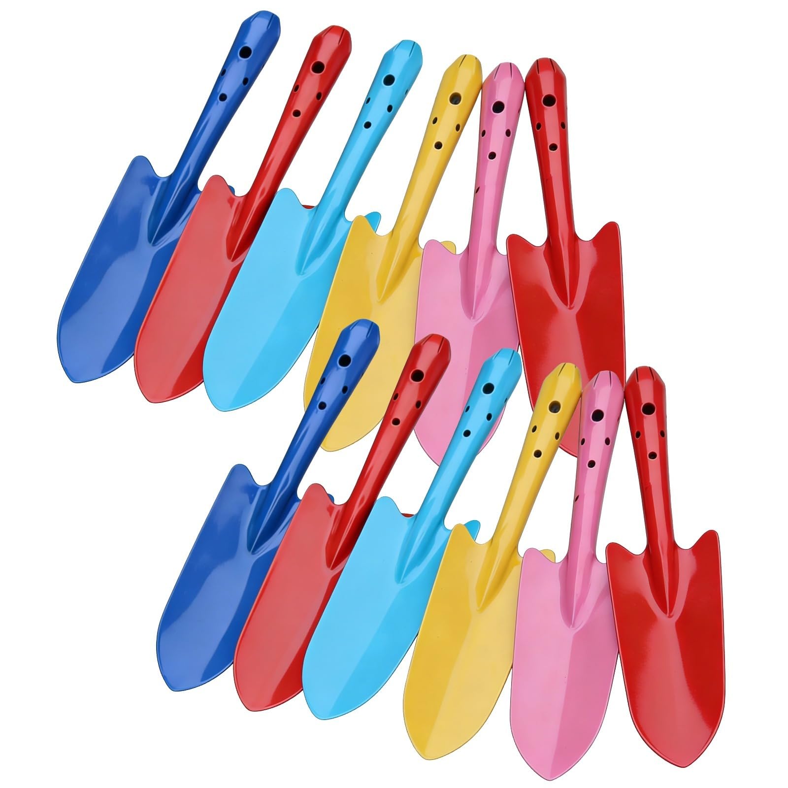 Metall-Handschaufel-Set, bunt, Mini-Gartengeräte, 27,9 cm, Pflanzkelle für Erwachsene, Jugendliche, junge Künstler, Metall-Garten-Handschaufeln mit ergonomischem Griff, 12-teilig