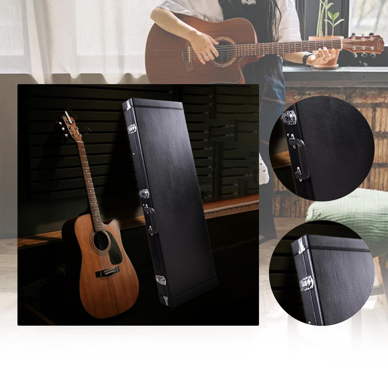Caja De Almacenamiento Guitarra Eléctrica Antigolpes | anticaídas, estructura de madera, bisagras metálicas, espacio para partituras