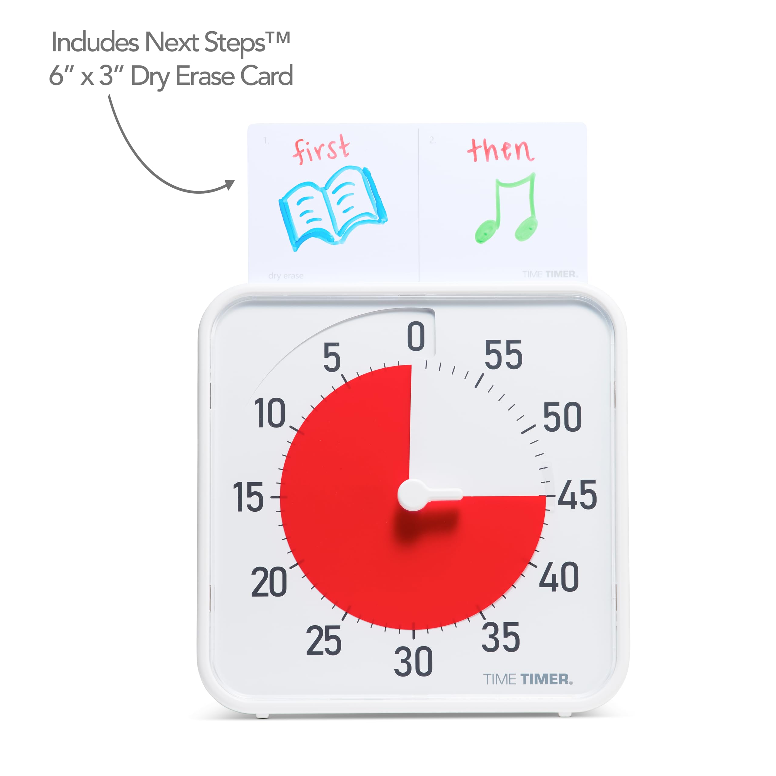 Time Timer Original Medium 19x19 cm Visueller Countdown-Timer – Mittlerer 60-Minuten-Visueller Timer für Klassenzimmer, Studenten und Erwachsene – Fokus, Sensorisch (Weiss, Rot)