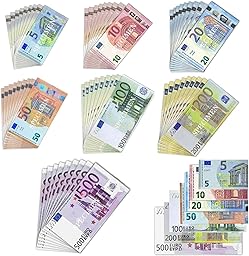 AUNGCSHE Lot de 350 billets pour jouet, 5/10/20/50/100/200/500 billets de jouet, pour apprendre, jouer à des rôles et profiter du jeu