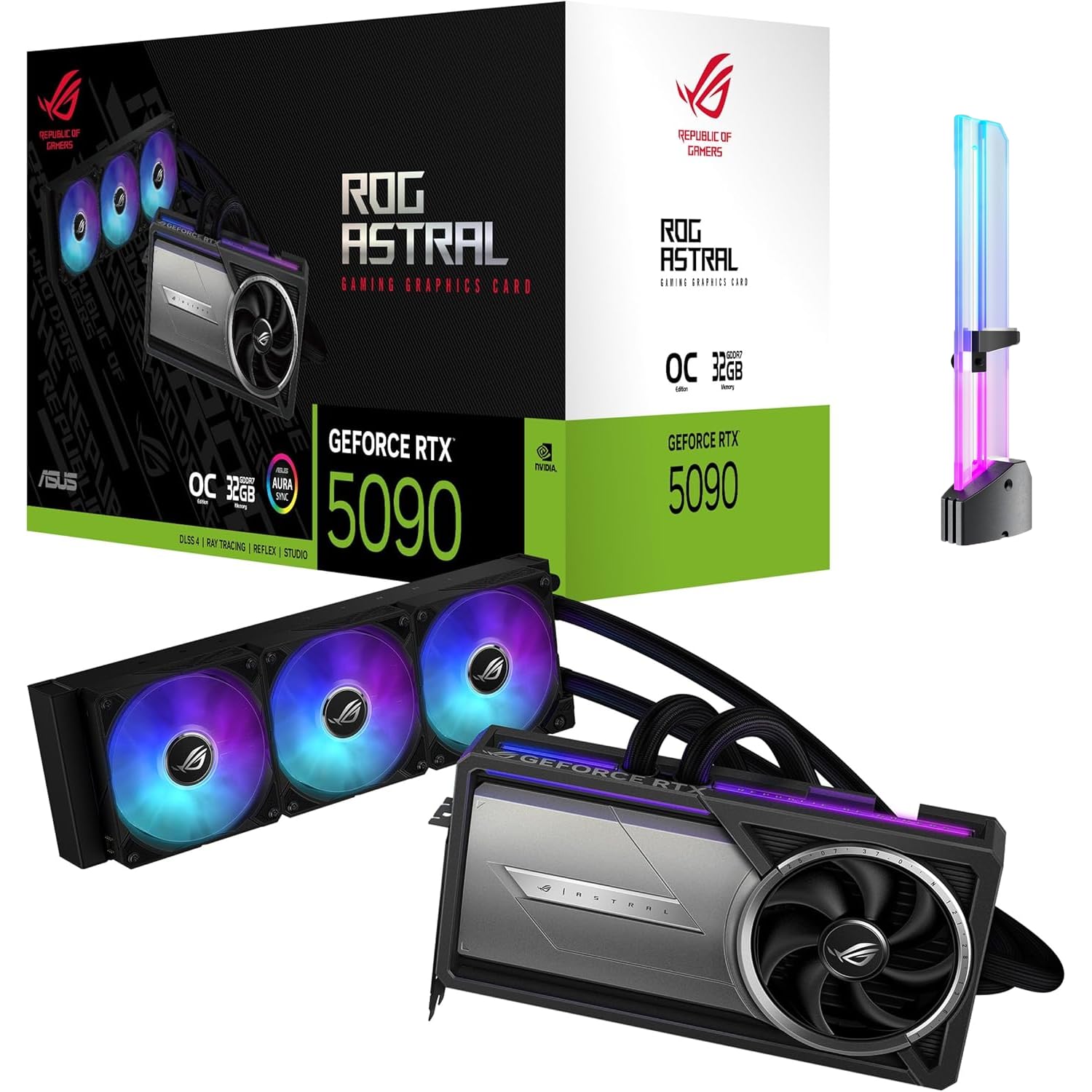 ASUS ROG Astral LC GeForce RTX 5090 OC 32GB GDDR7 Gaming Graphics Card, 360mm AIO Liquid Cooling, PCIe 5.0, 2X HDMI 2.1b, 3X DisplayPort 2.1b,