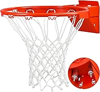 VosonBell 18" Heavy Duty Double-Spring Breakaway Basketball Rim Replacement with Net - Universal Fit for In-Ground & Wall-Mount Hoops Indoor/Outdoor