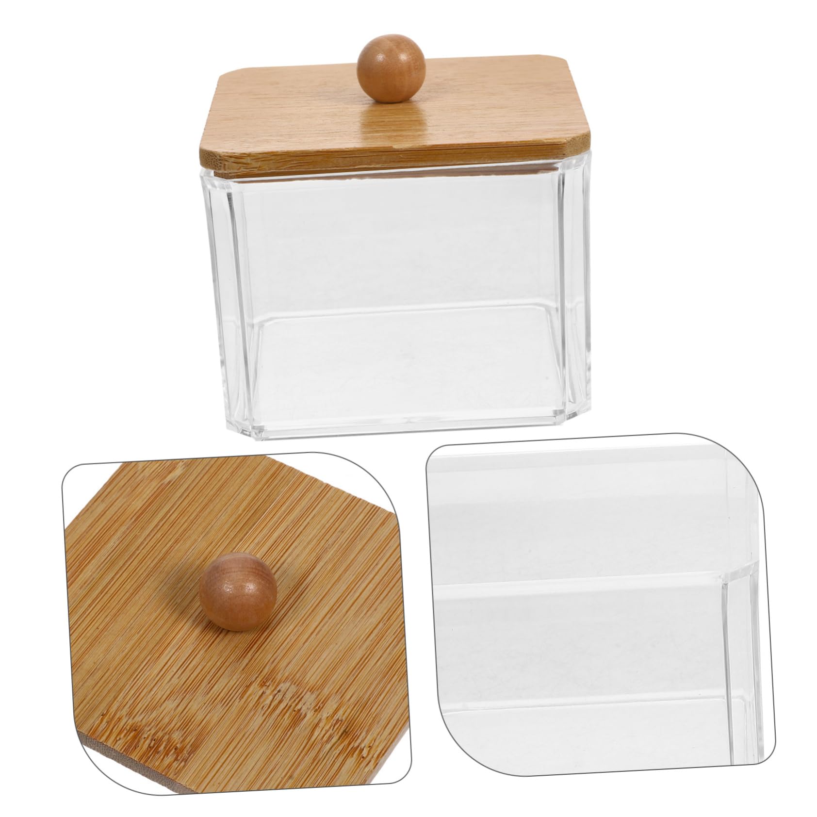Cabilock 5stücke Klarer Kosmetikpad-organizer Mit Holzdeckel Transparente Aufbewahrungsbox Für Wattestäbchen Wattepads Make-up-schwämme Und Mehr Praktisch Und Dekorativ Für Zuhause