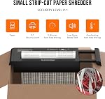 Suntiko 6-Sheet Strip Cut Portable Home Paper Shredder no Basket | Extendable Arm Fits Waste Baskets, 3-Min Continuous Shred, 4-Mode Anti-Jam, Overheat Protection Compact Shredder