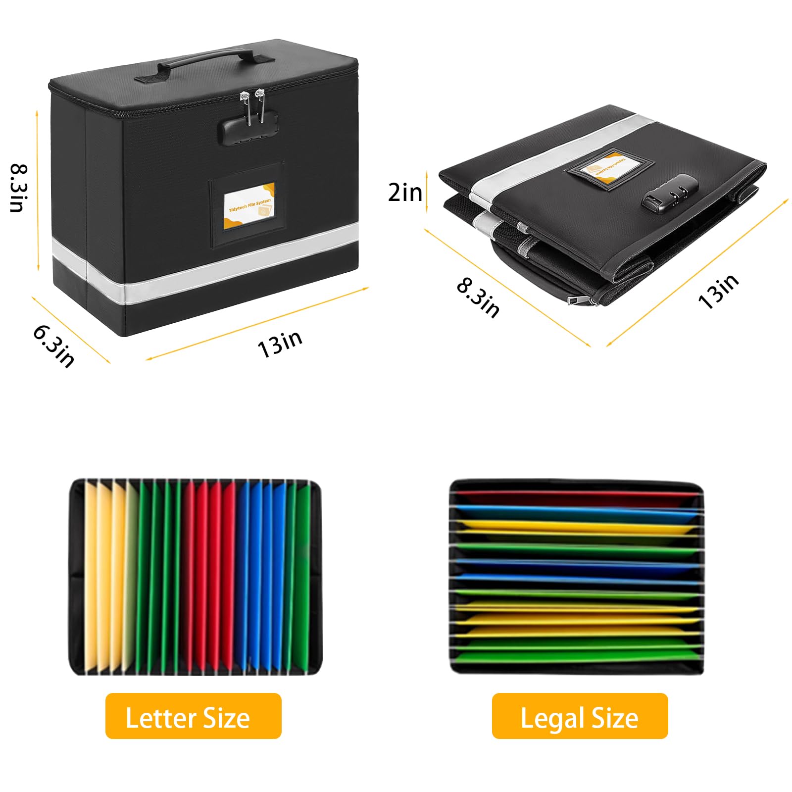Deluxe Pro Small Next of Kin Box Organizer con guida per documenti di famiglia di 55 pagine, organizer pieghevole ignifugo con serratura a combinazione, 5 cartelle sospese e 128 etichette di categoria