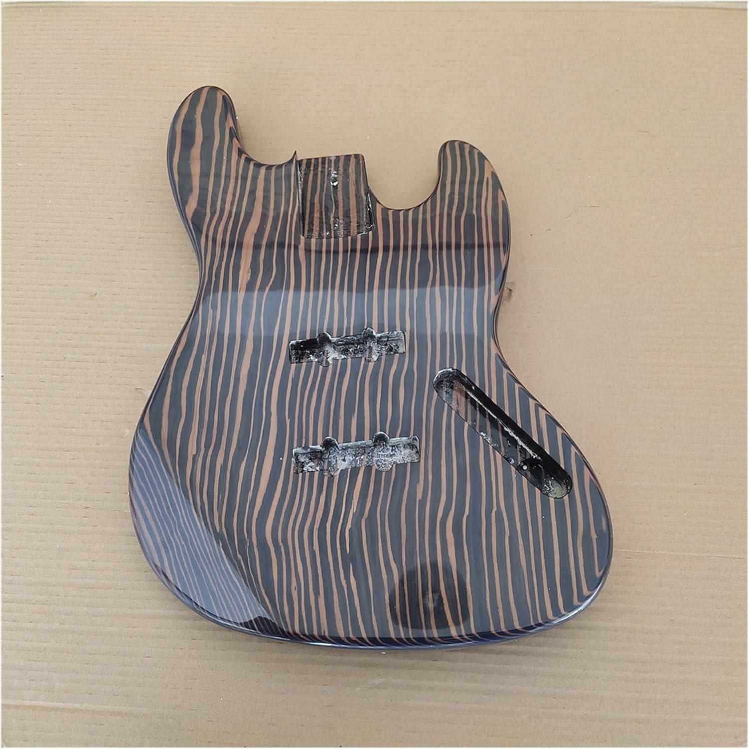 Unfinished Guitar Kit Finished Zebra Pattern Wood Bass Guitar Body Gloss Handmade  Guitar Body