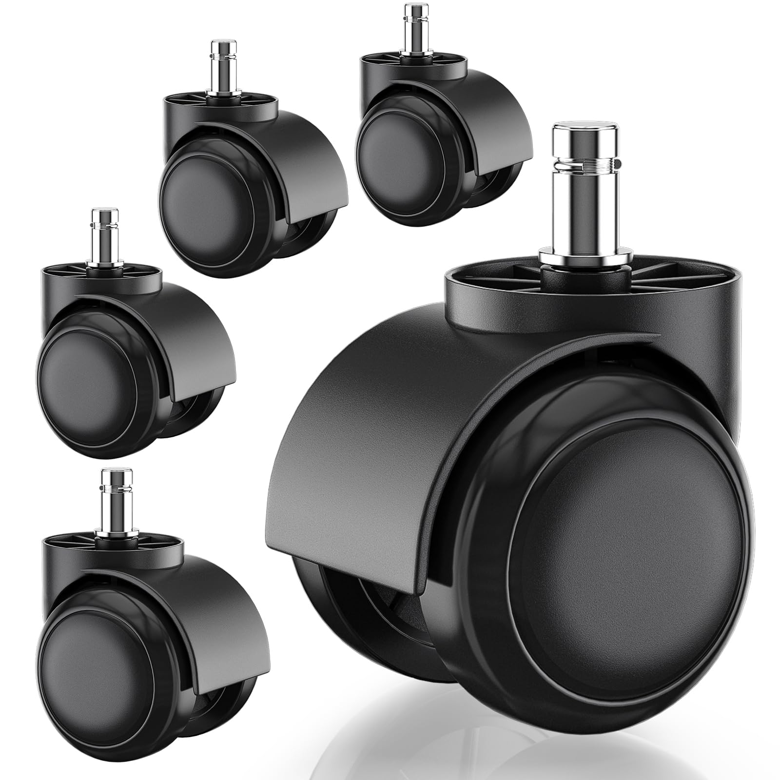 PChero Ruedas para silla de oficina solo para 1KEA, 5 ruedas para silla de oficina 10 mm x 22 mm ruedas para sillas de juegos, parqué, azulejos, suelos duros laminados, 250 kg