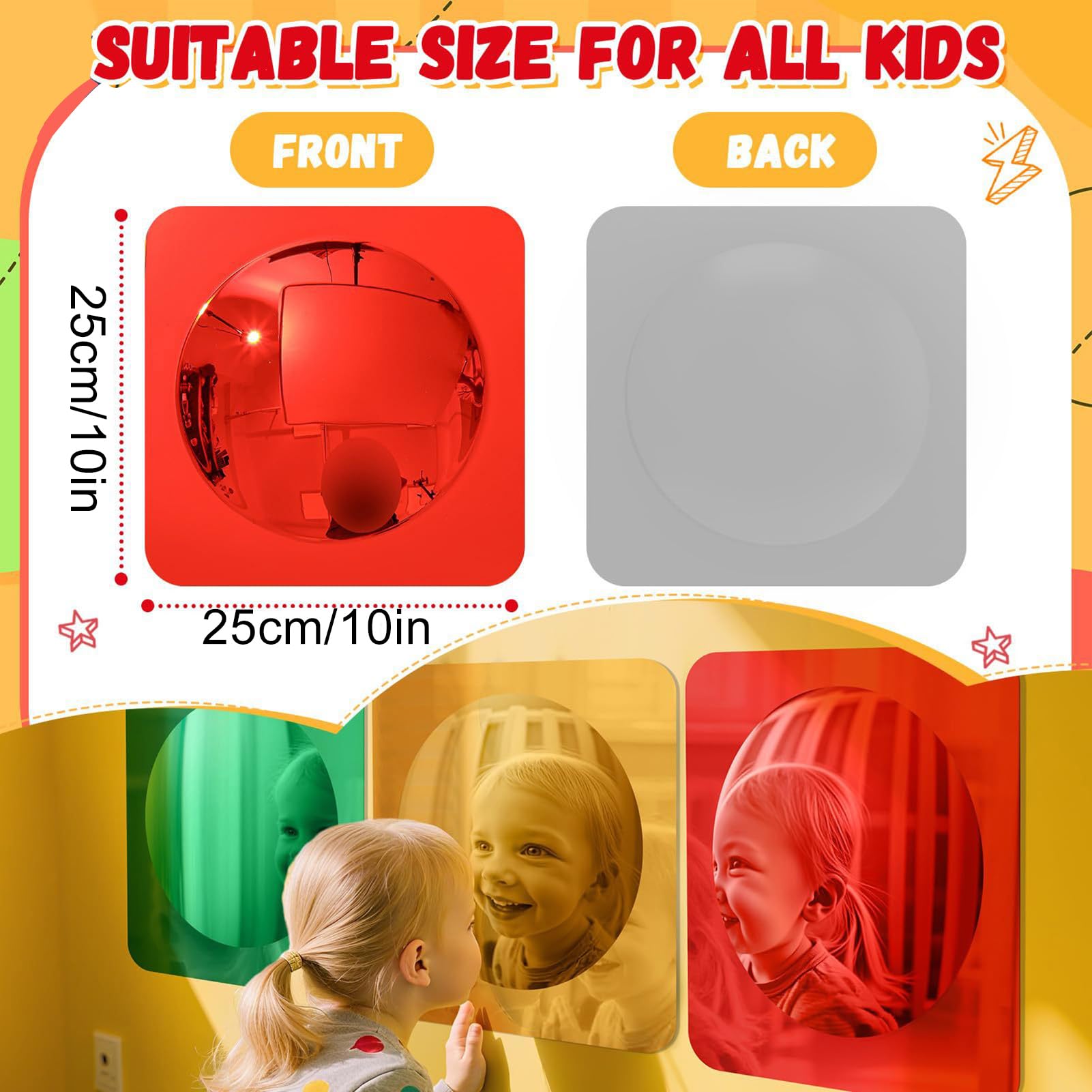 Miroir Sensoriel pour - de Stimulation Interactive en 3 Pièces - Sensoriels Miroir à Bulles en Acrylique | pour Tout-Petits Préscolaire Exploration des Sentiments Stimulation Tactile
