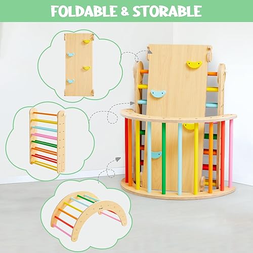 Miniatura 3 de Beright Pikler Triángulo 5 en 1 - Escalera plegable para escalar con rampa, juguetes de escalada en interiores para niños, gimnasio de juegos,