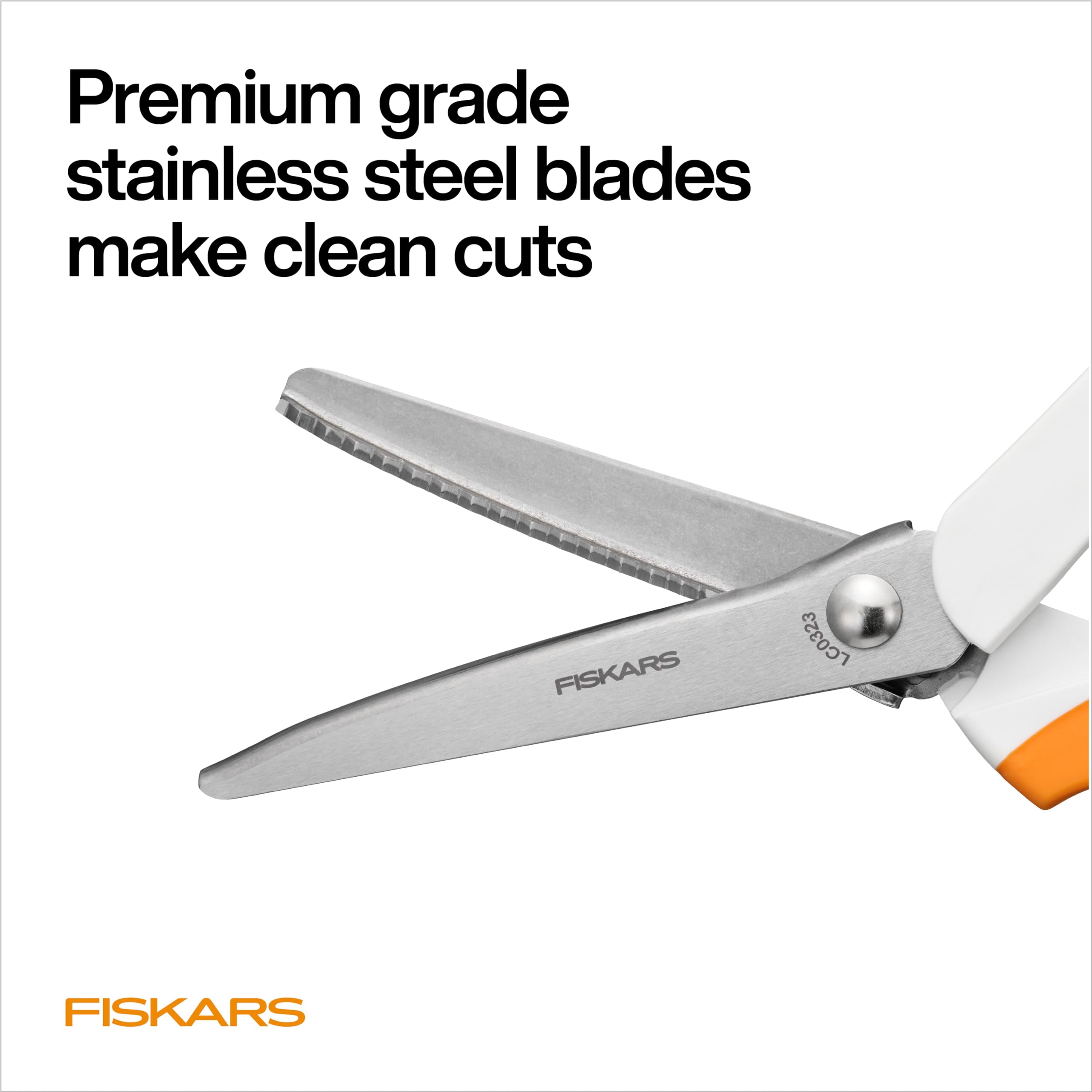 Fiskars SoftGrip Pinking Shears, Fabric Scissors with Ergonomic Handle, Zig Zag Edge and Stainless Steel Blades