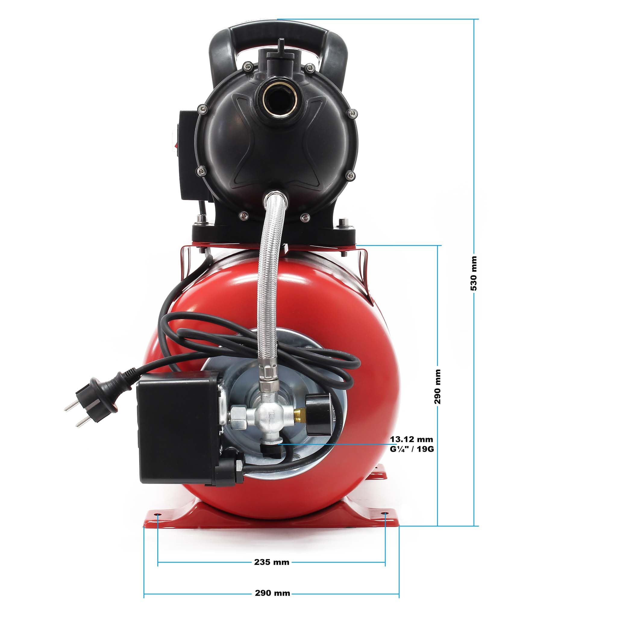 Wiltec pompa ogrodowa 1000W 3500l/h z wyłącznikiem ciśnieniowym i manometrem pompa wodna zbiornik ciśnieniowy zbiornik ciśnieniowy pompa irygacyjna pompa wody użytkowej pompa wody deszczowej wodociągi
