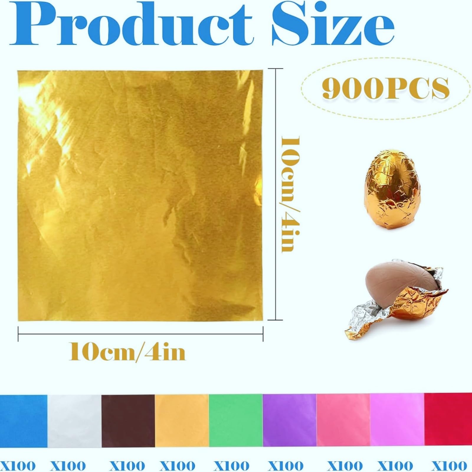 900 Papiers Aluminium Alimentaire Pour Chocolats - 9 Couleurs 8x8cm - Emballage Bonbons Maison