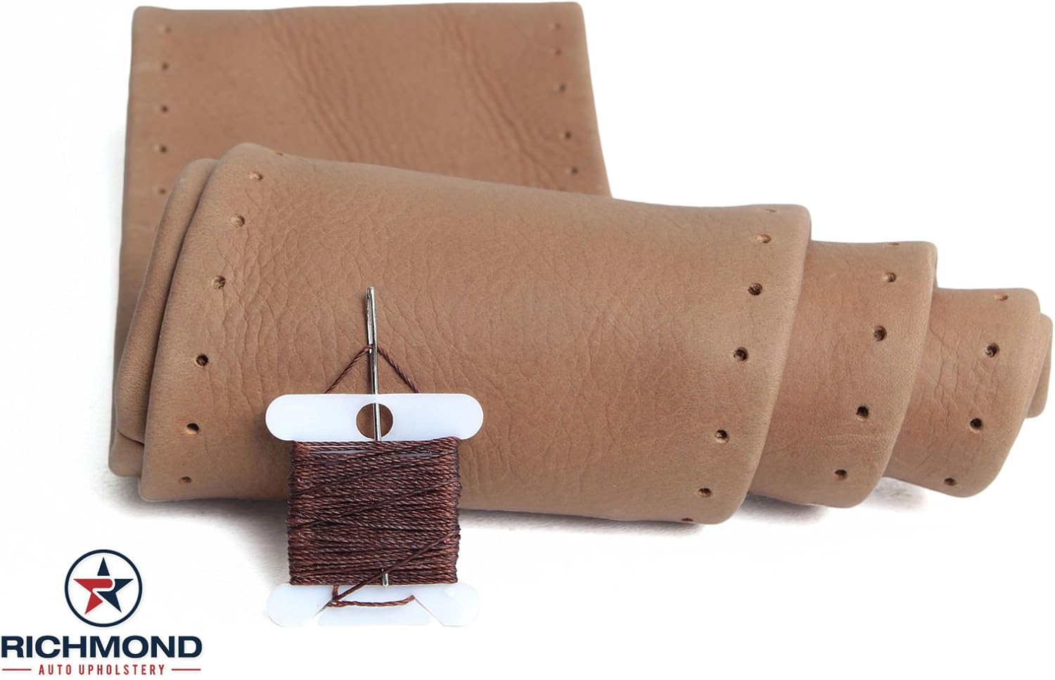 Richmond Auto Upholstery - Leather Steering Wheel Cover, 2-Stitch Style Compatible with 2004-2008 Ford F-150 King Ranch