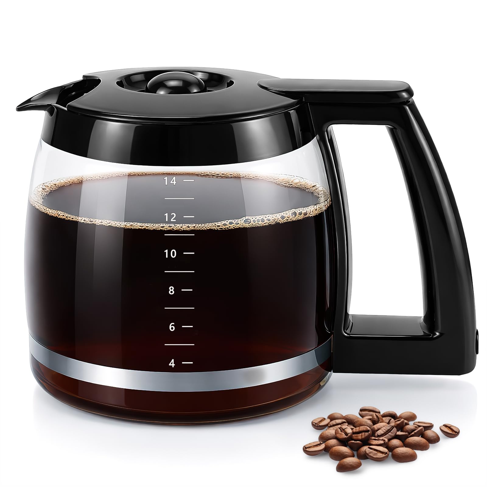Carafe de rechange en verre avec poignée robuste pour cafetière DCC-220, DCC-2600, DCC-2800, DCC-3200P1, CBC-7000PC, CBC-7200PC, CBC-7400PC, DCC-1800FR