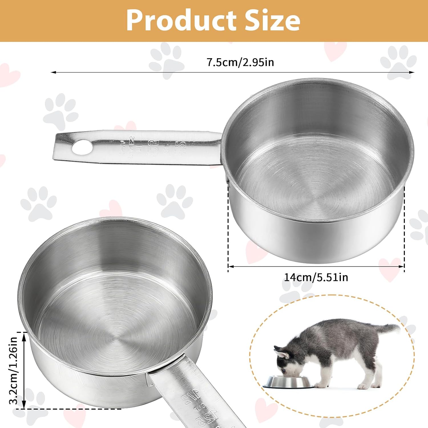 1/2 Cup Scoop for Dog Food Stainless Steel Dog Food Measuring Cup