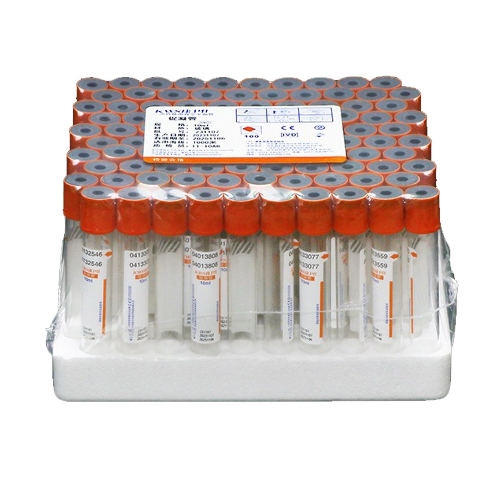 Tubos de recogida de sangre, tubos de coagulación de plástico desechables, 10 ml, paquete de 100 unidades para uso en laboratorio e investigación