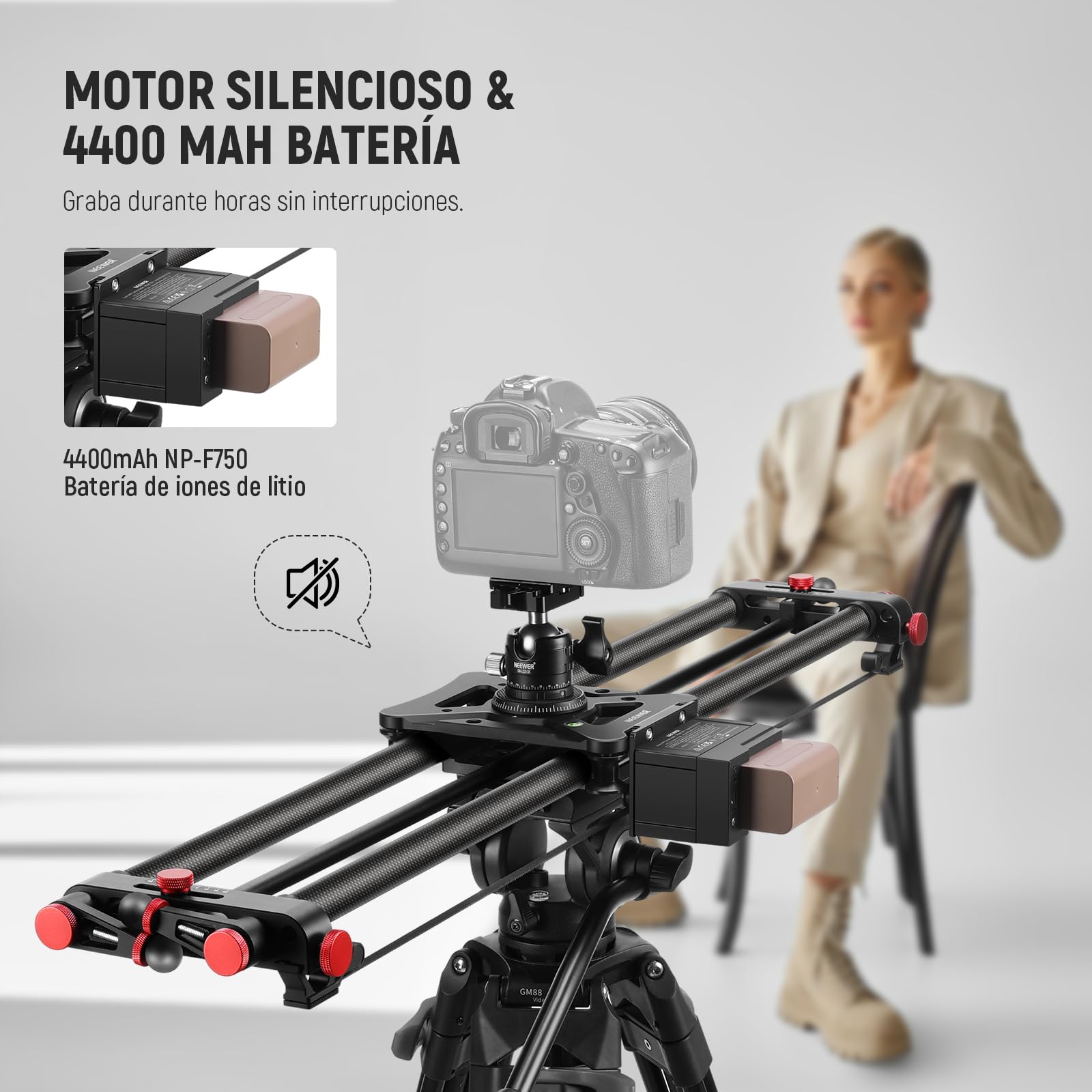 NEEWER Deslizador de cámara motorizado de 80 cm, Deslizador de riel de Fibra de Carbono DSLR con Control de aplicación, batería F750 de 4400 mAh para fotografía de lapso de Tiempo, soporta Modo de