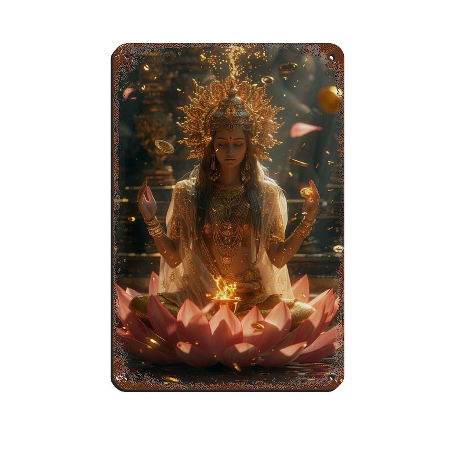 Goddess Art, Lakshmi Art (2) Tin Sign Vintage Metal Pub Club Cafe Bar Home Wall Art Decoration Poster Retro 8x12inch(20x30cm)