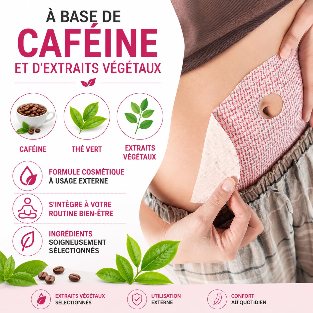 Anti-Cellulite-Pflaster für flachen Bauch – Kosmetikstreifen mit Pflanzenextrakten – Wärmeeffekt – straffende Hautpflege – glatte Textur und täglicher Komfort – Damen und Herren (50)