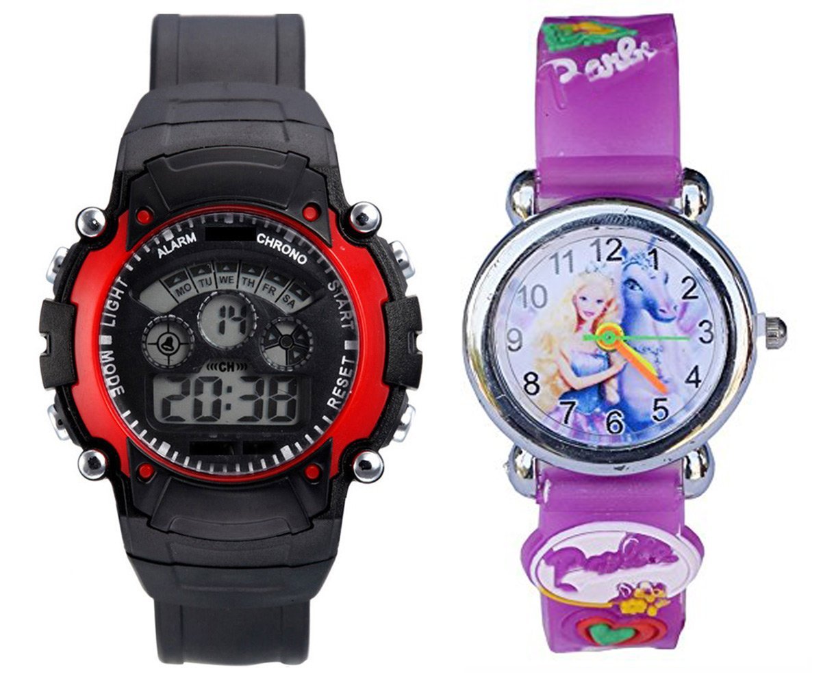 S S TRADERS_Barbie Purple Analog Watch and Seven Colors Red Watch for Kids-Good Gift for Kids (B01MAZKXEV) Amazon Price History, Amazon Price Tracker