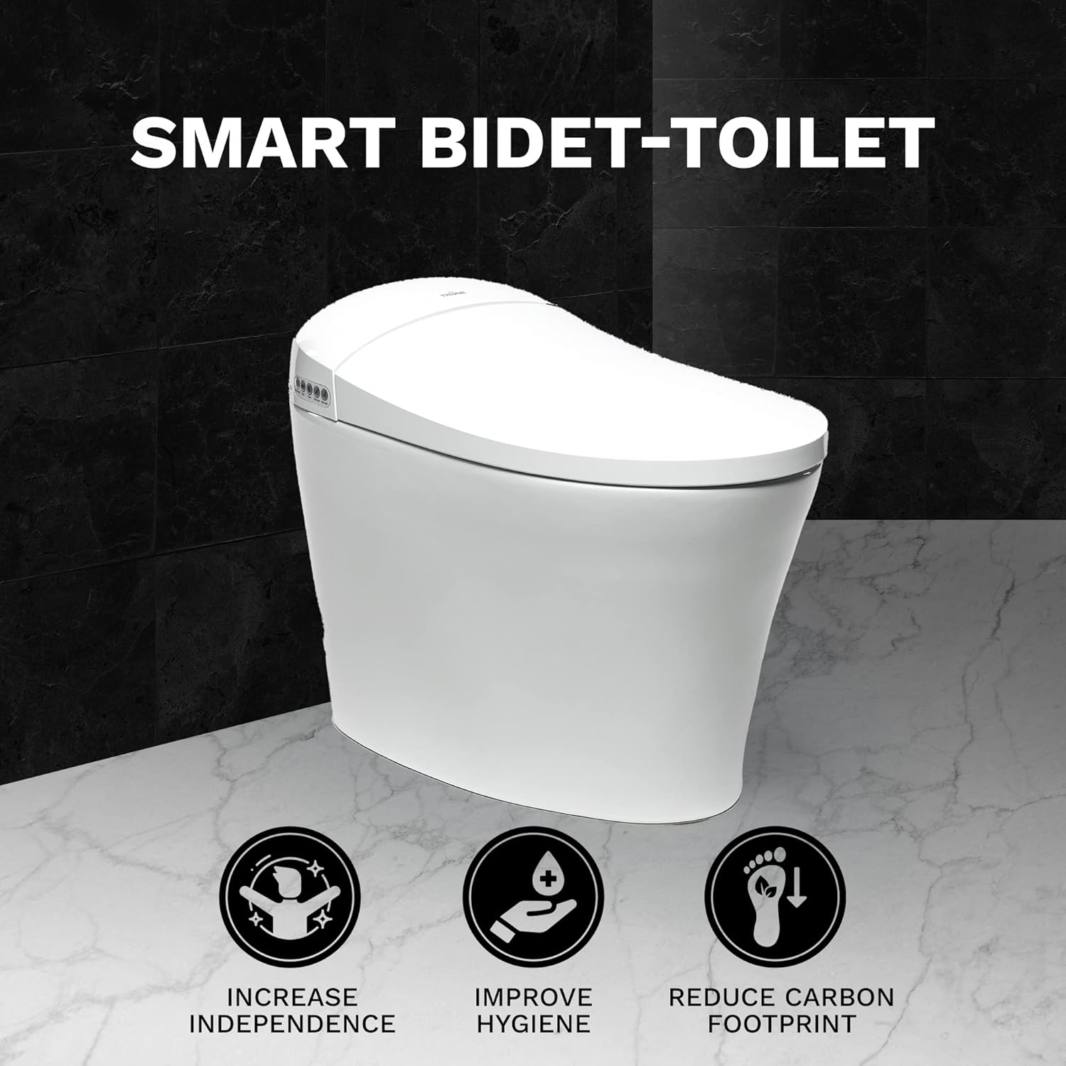 Tор Brаndѕ Trone Fountina FETBCERN12.WH Electronic Bidet Toilet, Floor-Mounted Toilet Bowl with Built-In Bidet, Advanced Smart Toilet with Heated Toilet Seat and On-Demand Warm Water, White