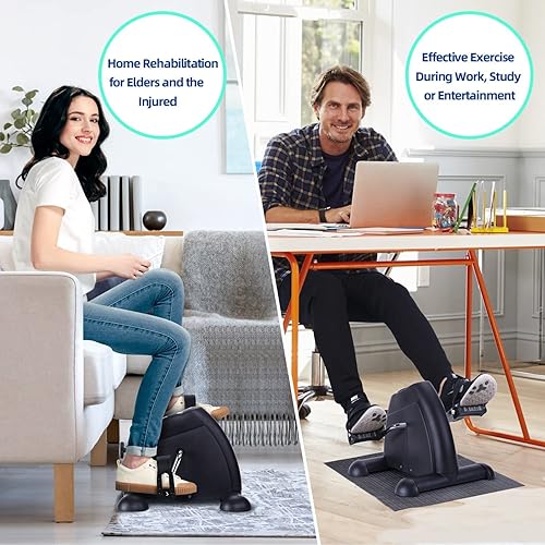 Miniatura 6 de Ejercitador de pedales de bicicleta para debajo del escritorio, mini bicicleta de ejercicio portátil para personas mayores con pantalla LCD, pedal