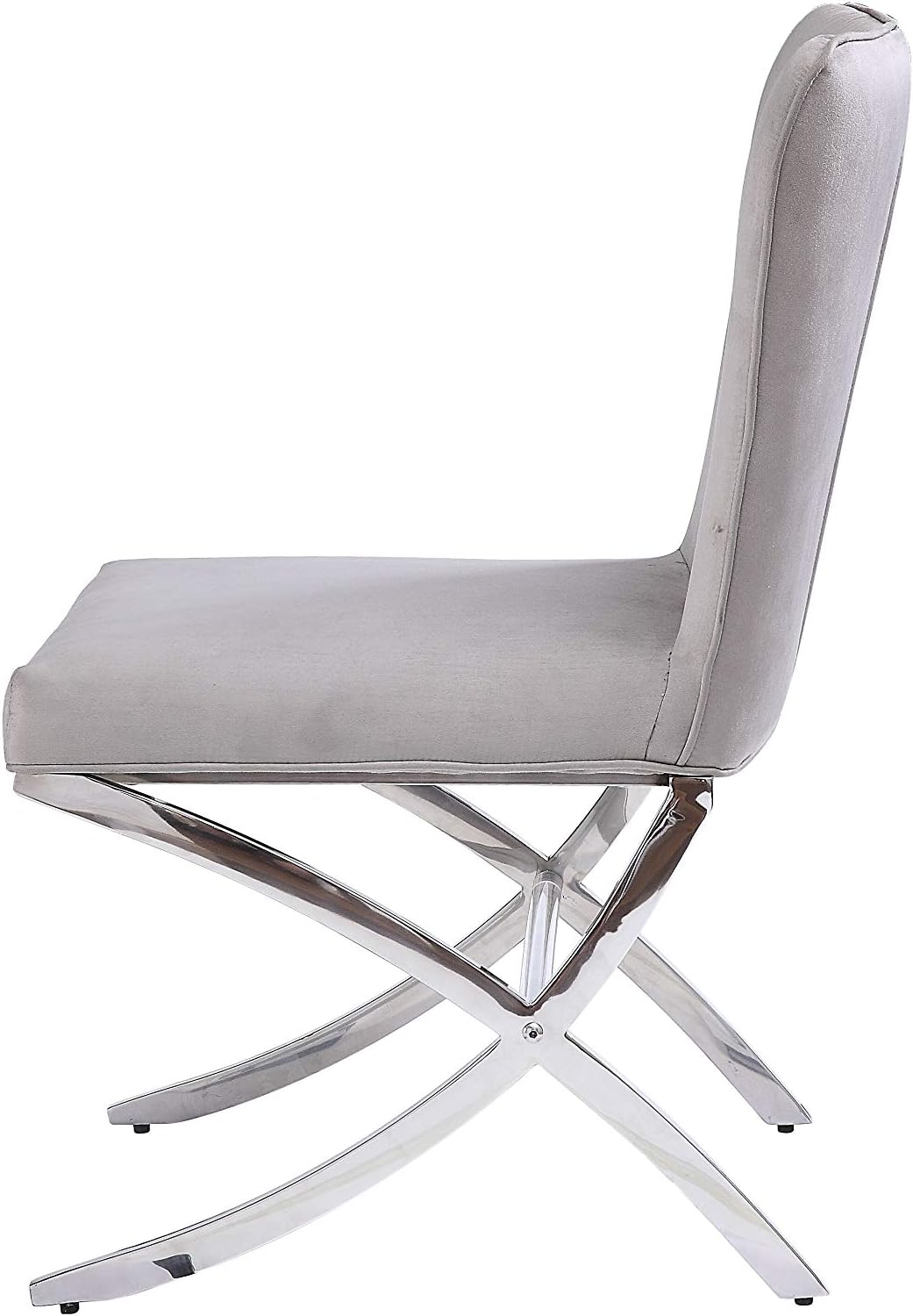 ACME Furniture Daire Side Chair (Set of 2),Light Gray Velvet and Chrome