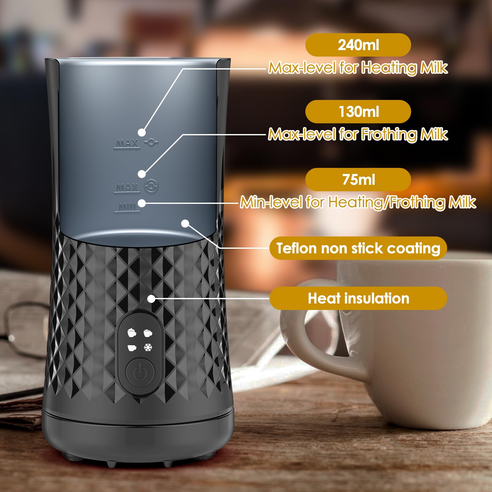 Susoso Mousseur à Lait électrique, 400 W, Effet Moussant 100