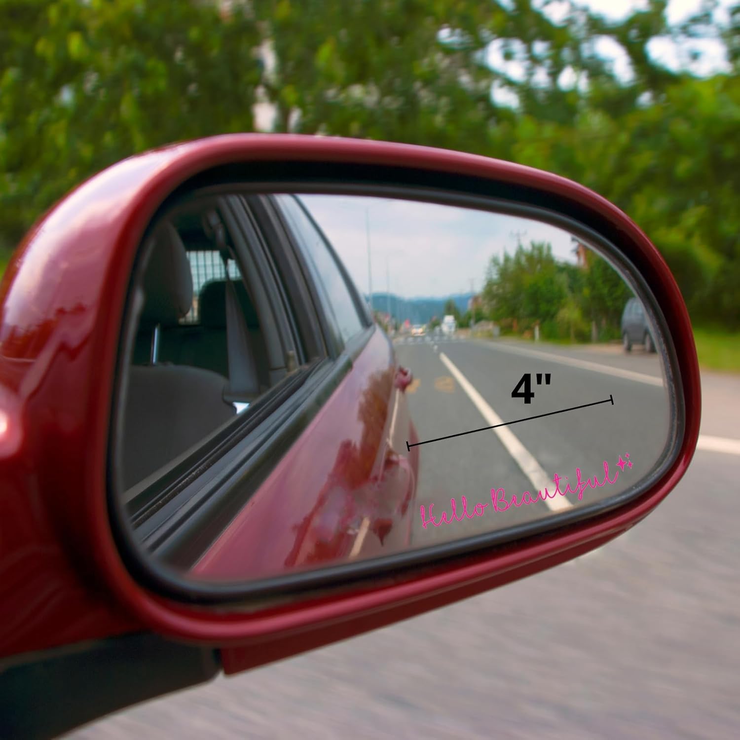 I Love You Drive Safe Mirror Sticker, Car Stickers for Women, Rearview Mirror Decal, Cute Car Decals, Valentines Day Gifts for Her, Him (Hello Beautiful - Pink) - Image 3