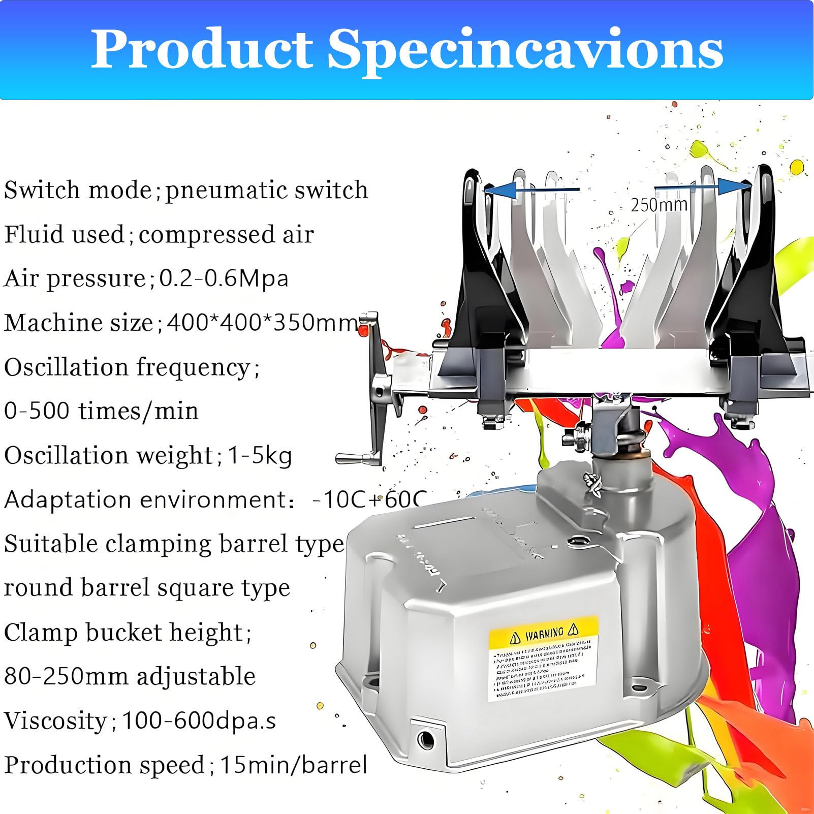 Miscelatore pneumatico per vernice, miscelatore rapido per verniciatura in 15 minuti, capacità 1-5 l, oscillazione efficiente per miscelare rapidamente, ideale per tutti i tipi di vernice