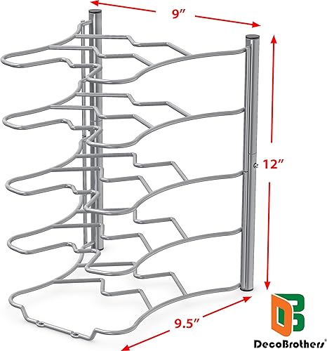 Miniatura 3 de Deco Brothers Pan Organizer Rack for Kitchen Cabinet and Counter, Silver