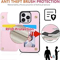 Vista 111 de UEEBAI Funda tipo cartera para iPhone 15 Pro Max con tarjetero, cubierta de cuero PU con soporte, bloqueo RFID, doble cierre magnético, relieve